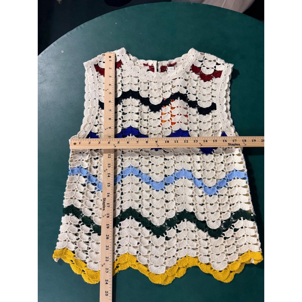 NWT Chelsea & Violet Electra Chevron Crochet Sleeveless Top Large Ivory Boho - Picture 10 of 10